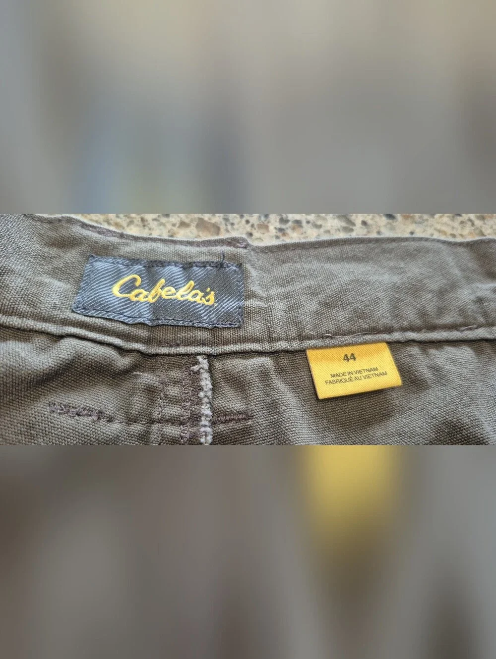 Cabelas Mens Cargo Shorts Size 44 Brown Elastic Button Zip Canvas Outdoor Hiker
